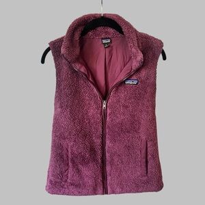 Patagonia Los Gatos Deep Pile Fleece Vest Women Burgundy Sherpa